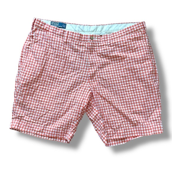 Vintage Polo Ralph Lauren Orange Plaid Suffield Short Men's Size 42 Tall Preppy - Picture 1 of 16